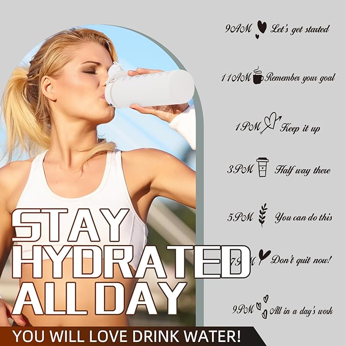 SIEROZUR 32 oz Glass Water Bottle with Straw and Handle Large Sports Motivational Water Bottle with Locking Lid and Time Marker Leakproof Water Jug for Daily Hydration Intake BPA Free