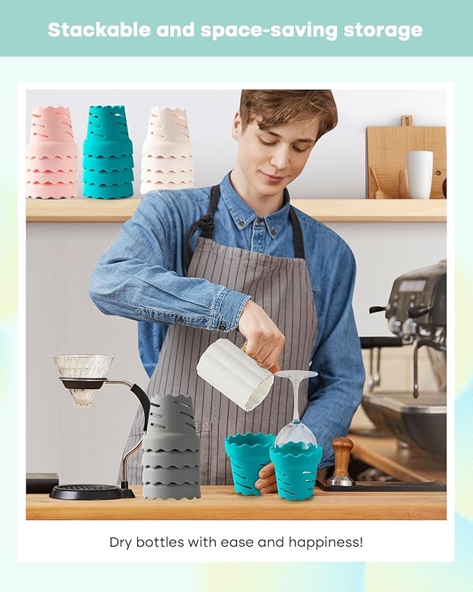 Water Bottle Drying Rack, Silicone Single Bottle Dryer for Cup, Wine Glass, Coffee Mug, Tumbles, Adult Travel-Friendly