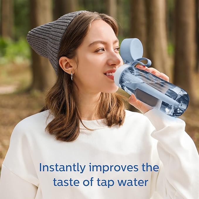 PHILIPS Filtered Water Bottle 22 Oz/36 Oz with Philips GoZero Everyday Water Filter, BPA-Free Tritan Plastic, Purify Tap Water Into Healthy Drinking Tasting Water
