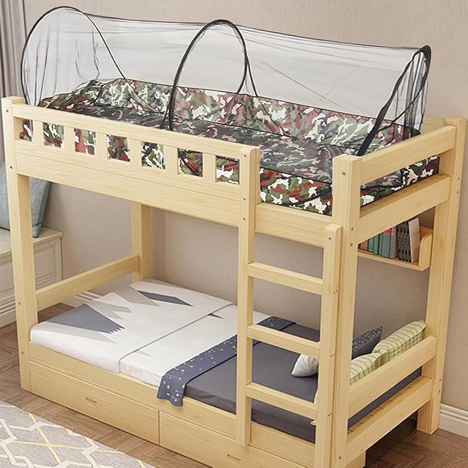 Akiky Mosquito Net Pop Up Bed Net Tent with Camouflage Bottom Portable&Foldable Bed Canopy for Bunk Bed Twin Sleeping Tent for Indoor Outdoor