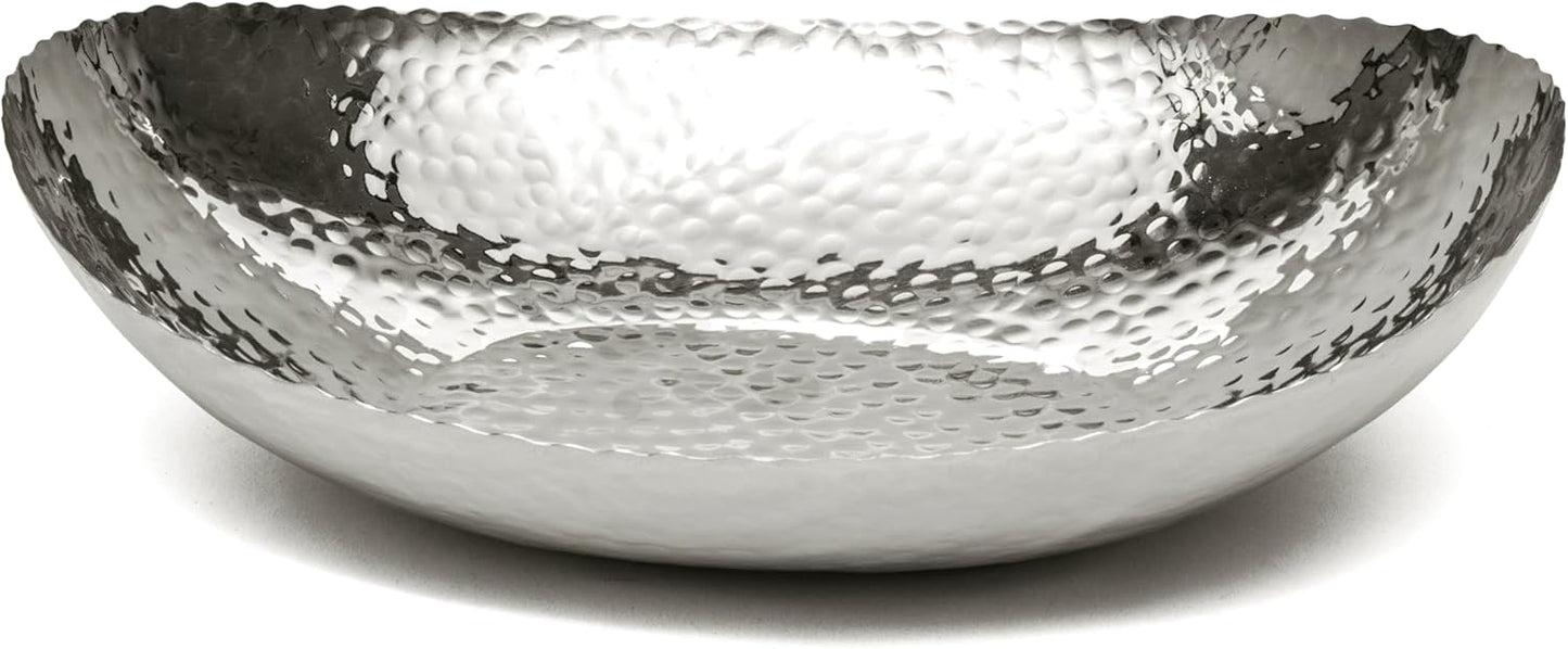 Monarch Abode Hand Hammered Decorative Bowl for Home Decor, 12.75-Inch Polished Stainless Steel – Key Bowl for Entryway Table, Catch All, Decorative Fruit Basin, Key Holder, Bowls for Home Decor