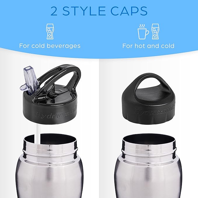Insulated Stainless Steel Metal Water Bottle with Straw Lid - Vacuum Insulated Water Bottles, Keeps Hot and Cold - Sports Canteen Bottle