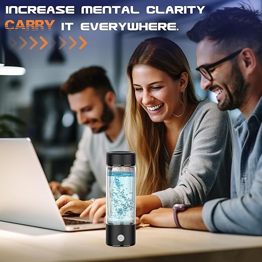 Hydrogen Water Bottle Generator, Portable Rechargeable aquahealth Hydrogen Water, Hydrogen Water Ionizer Machine, with SPE/PEM Technology, for Home Office Travel Fitness Drinking (Black)