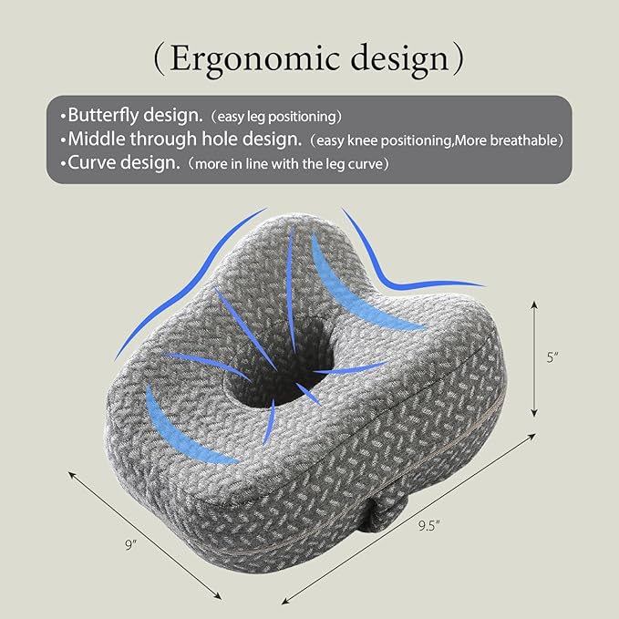 Knee &Leg Pillow for Side Sleepers-Mermory Foam Pillow for Between Legs-Sciatica Pain Relief-Knee,Legs and Back Relief. (Navy blue), DC-0888