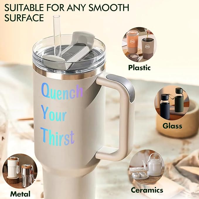 6 Pack Shiny Alphabet Stickers for Stanley Cups, Waterproof Colorful Self Alphabet Letters Sign Decor for Tumbler Water Bottle Desk Laptop Bag Classroom Gifts