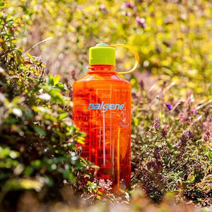 Nalgene Sustain Tritan BPA-Free Water Bottle Made with Material Derived from 50% Plastic Waste, 32 OZ, Narrow Mouth, Pomegranate Sustain