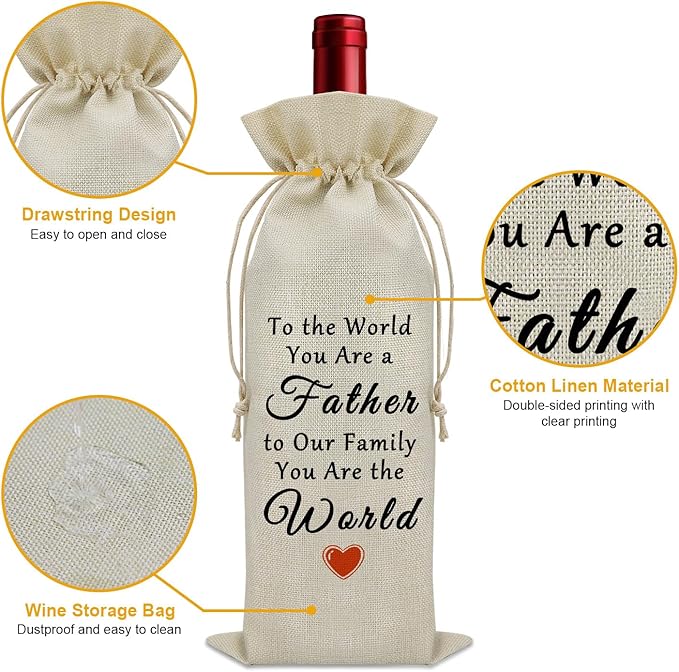 Sazuwu Funny Dad Gifts from Kids Wine Bag Happy Birthday Daddy Gifts from Daughter Fathers Day Gift from Son Wine Bottle Storage Bag Father Retirement Gift Wine Accessories Gifts for Wine Lovers
