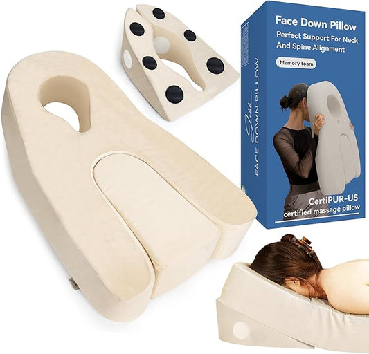 Jibb Deluxe Face Down Pillow for Stomach Sleeping or After Eye Surgery - Prone Pillow for Vitrectomy, Retinal Surgery or BBL - Massage Pillow with CertiPUR-US Certified Memory Foam Headrest.