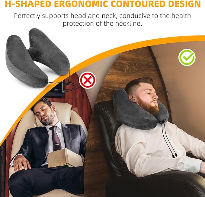 Rewondah Inflatable Travel Pillow for Sleeping Airplane - Inflatable Neck Pillow for Traveling on Plane with Washable Cover, Blow up Neck Travel Pillow for Airplanes, Cars - Portable and Comfortable