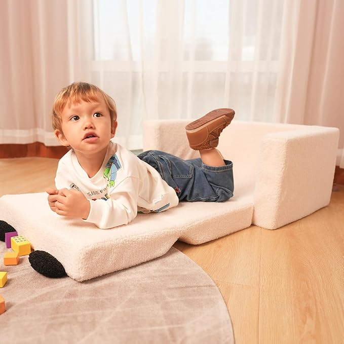 LonSEA Furniture, Panda, Baby Chair for Toddler, Toddler Bed, Convertible Sofa to Lounger - Comfy 2-in-1 Flip Open Couch/Sleeper for Kids, Kids Couch,Toddler Couch,White