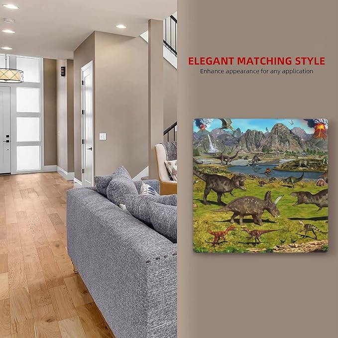 Cute Dinosaur Double Blank Switch Wall Plate Cover Outlets Decorative 2-Gang for Electrical Boys Kids Room Bathroom Bedroom Home Kitchen Two Receptacle Polycarbonate Power Gear 4.5" x 4.6"