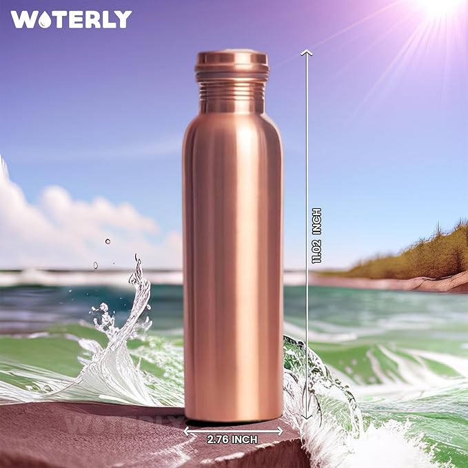 Pure Copper Water Bottle 34 oz Leak Proof Design | 100% insulated copper | Copper healing water benefits for Drinking ,Traveling, gifts , Gym& Office | (1000 ml)