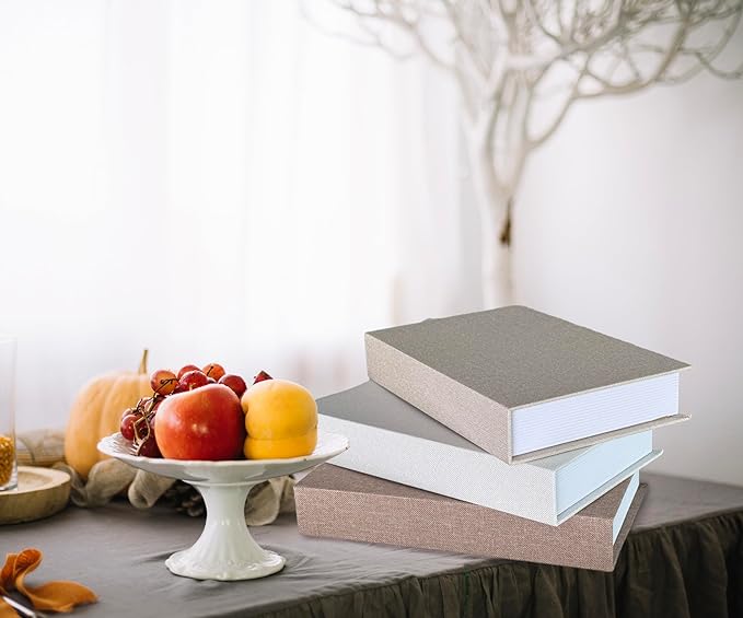 Neutral Home Books Decor Display for Living Room and Office,Paris Tokyo New York Fashion Decorative Book Hardcover Fake Decorative Books for Coffee Tables (Flax-WBY)