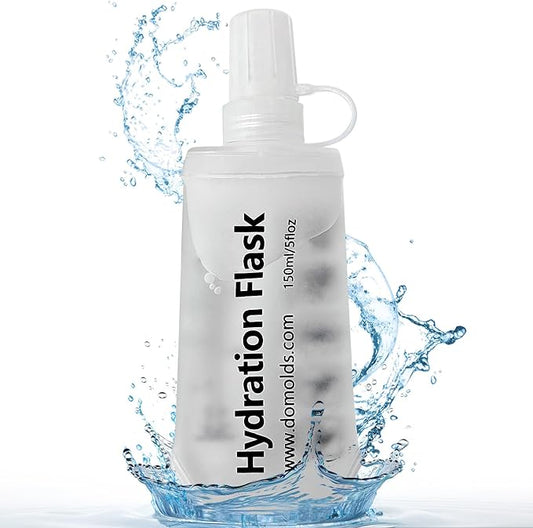 Premium Collapsible Water Bottle-150ml (5.29 oz), Portable Soft Flask Water Bottle for Hydration Pack/Running Vest- Folding Water Bottle for Running, Hiking, Cycling (White 150ml)