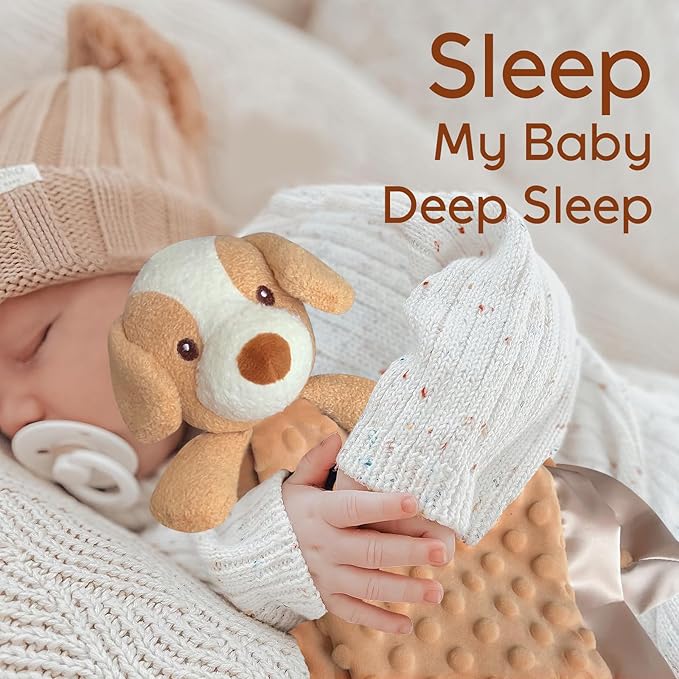 Dog Baby Security Blanket Loveys for Babies Girls, 16" Soft Baby Lovey Blanket, Baby Snuggle Stuffed Animals Blankie, Baby Girls Gifts for Infant and Toddler