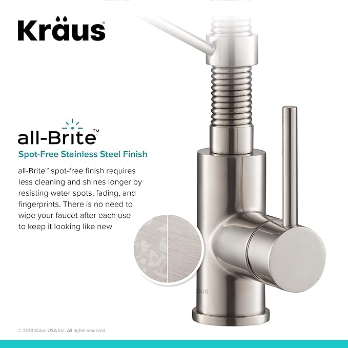 Kraus KPF-1610SFS-KAG-1SFS Bolden Single Handle 18-Inch Commercial Kitchen Faucet with Air Gap, Spot Free Stainless Steel