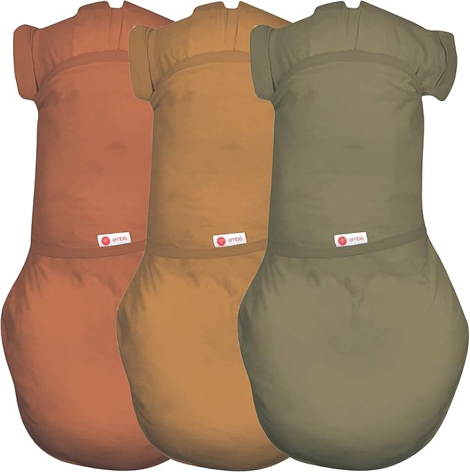 2-Way Transition Short Sleeve Swaddle Blanket Wrap for Babies 3-6 Months - Rust, Sand, Moss | Legs in & Out Design | Stage 2 Sleep - 12-18 lbs
