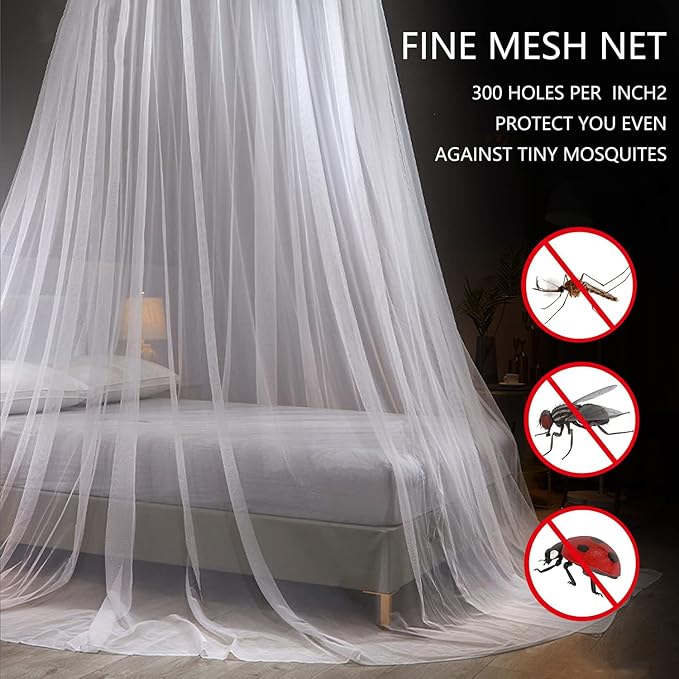 Mosquito Net Bed Canopy for Girls,King Canopy Bed Curtains Full Queen Size from Ceiling,Dome Mosquito Netting Bed Tent Twin Girls Princess Canopy Bed White Decor for Baby Crib,Kid Bed and Adult Beds