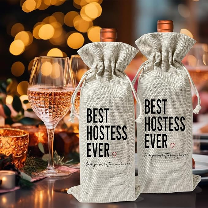 Baby Shower Host Gift Wine Bag, Best Hostess Ever, Baby Shower Gift For Bride, Appreciation Christening Thank You Gift For Bridal, Baptism Decor, Bridal Party Favor Decor, Engagement Gift Wedding Gift
