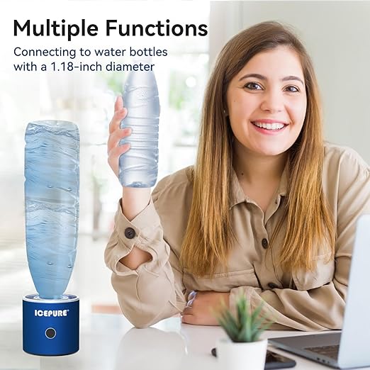 ICEPURE 3 in 1 Hydrogen Water Bottle, 3000ppb, 9.5oz|280ml, SPE PEM Technology, Portable Rechargeable, Inhalable Hydrogen Water Bottle Generator, Daily Drinking for Home Office Travel Gym Fitness Gift