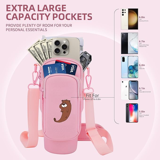 Water Bottle Carrier Bag for Stanley Cup Accessories, for Stanley Tumbler 40 Oz with Handle Holder Bag with Strap Neoprene Bollus with Straw, Straw Cover, Carabiner (Off White)