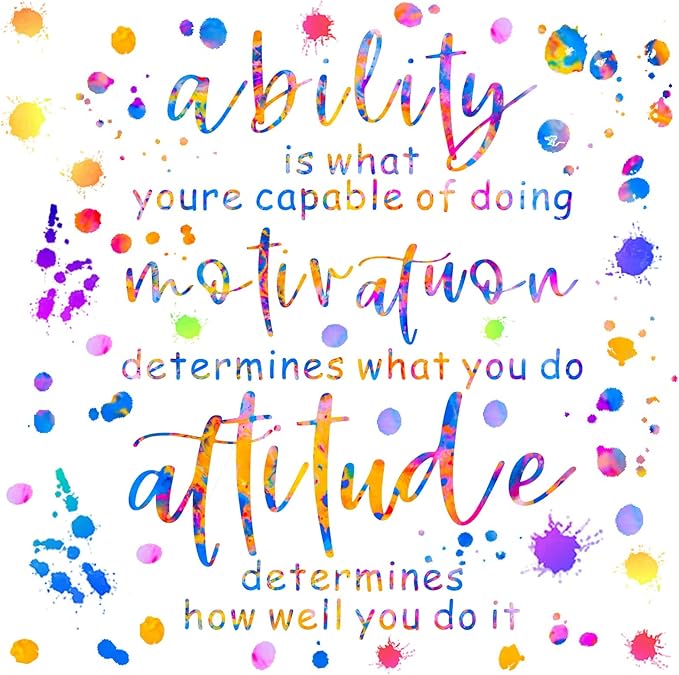 Inspirational Quotes Wall Decal Colorful Inspirational Wall Stickers Vinyl Motivational Phrases Stickers Removable Peel and Stick Wall Stickers for Nursery Classroom Kids Room Decor