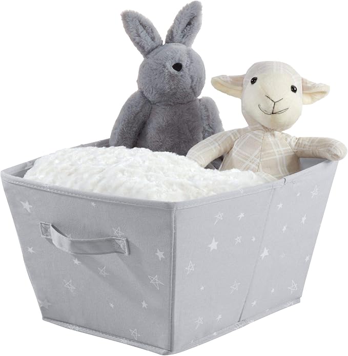 iDesign Star Fabric Storage Bin, Angled Medium Basket Container with Dual Side Handles for Closet, Bedroom, Toys, Nursery - Gray
