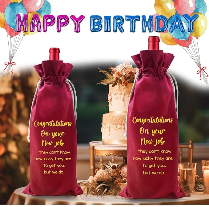 LANBAIHE New Job Gifts Wine Bag, Promotion Gifts, Congratulationg On New Job, Coworker Leaving Gift, Going Away Gifts for Coworker Women Men- Pairs Well With New Job Gift (New Job-Red)