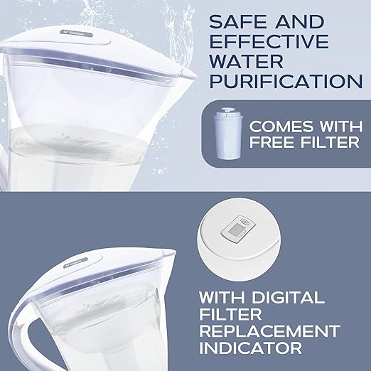 Purified Clean Crystal-Clear Water Filter Pitcher: Experience Enhanced Extraordinary Refreshing Hydration, Enjoying Convenience, Efficient and Quality You Deserve (White - 3.8 LTS)