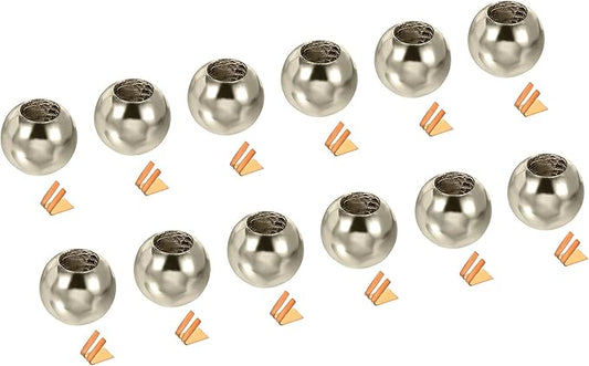 MECCANIXITY Pull Cord Tassels Window Blind Extender Chain Drop Knobs Ball Pull Ends Silver Tone, for Curtain Blinds Shades Light Ceiling Fan Switch, Pack of 12