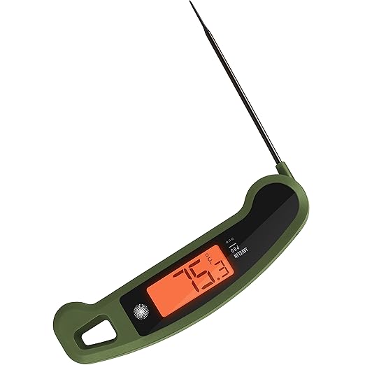 PX1D Javelin PRO Duo Ultra Fast Professional Digital Instant Read Meat Thermometer for Grill and Cooking, 4.5" Probe, Auto-Rotating Backlit Display, Splash Resistant – Olive