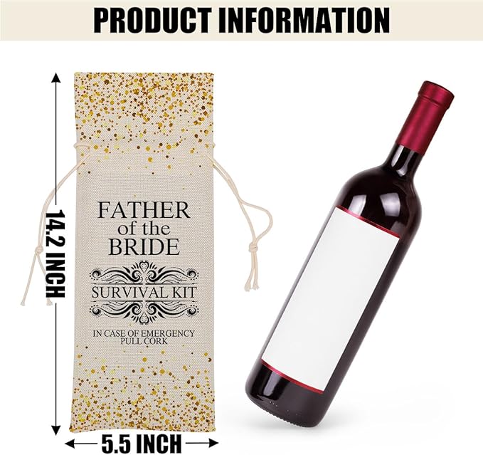 Father of the Bride Wedding Wine Bag Bridal Shower Gifts Bachelorette Gifts for Bride Fiance Gifts for Women Her Friend Lady Bestie Bachelorette Party Wine Bags