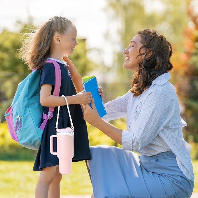 2PCS Water Bottle Handle - Strap Carrier Soft and Durable Silicone Water Bottle Sling Fits Most 8-40oz Bottles(W+P)