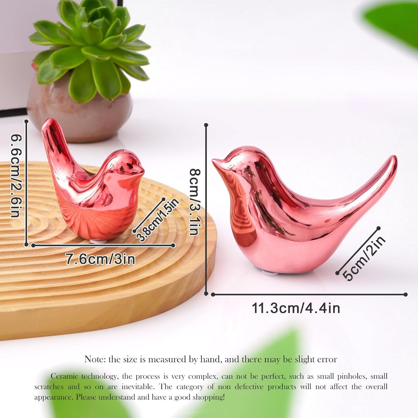 Notakia Small Birds Statues Pink Home Decor Modern Style Decorative Ornaments for Living Room, Bedroom, Office Desktop, Cabinets (2Pcs Pink Birds)