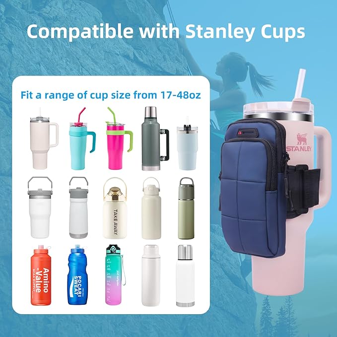 Water Bottle Pouch for Stanley Cup 40oz 30oz, Stanley Cup Pouch Bag for Cards, Keys, Phone, Cash,Tumbler Pouch Compatible with Stanley,Stanley Cup Accessories for Women and Men