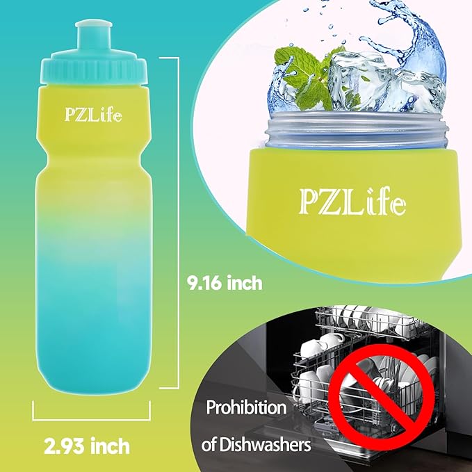 Bike Squeeze Water Bottle,24 Cycling Water Bottle w/Pull Top Lid, Leakproof, BPA Free, Easy Squeeze Sports Water Bottle for Bicycle, Running, Hiking,Gym