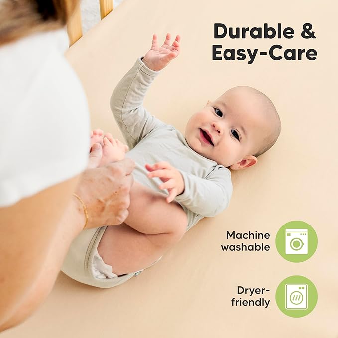 2-Pack Organic Crib Sheets for Boys, Girls - Jersey Fitted Crib Sheet, Baby Crib Sheets Neutral, Crib Mattress Sheet, Cotton Crib Sheets, Breathable Crib Sheet, Baby Mattress Sheets (Pecan)