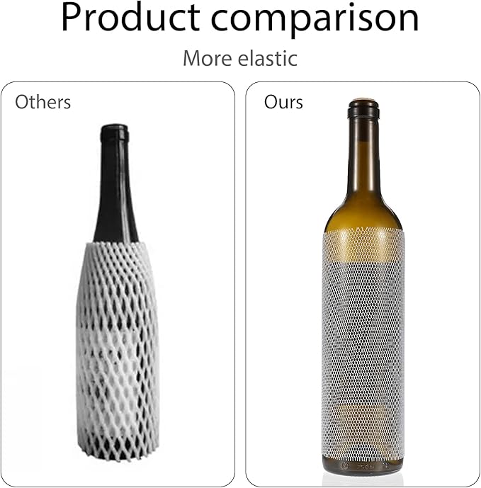 Wine Mesh Protective Sleeves, 30 Pcs 8.7 Inch Mesh Liquor Bottles Protector Keep Bottles Safe White PE Net Sleeves for Travel Glass Bottle