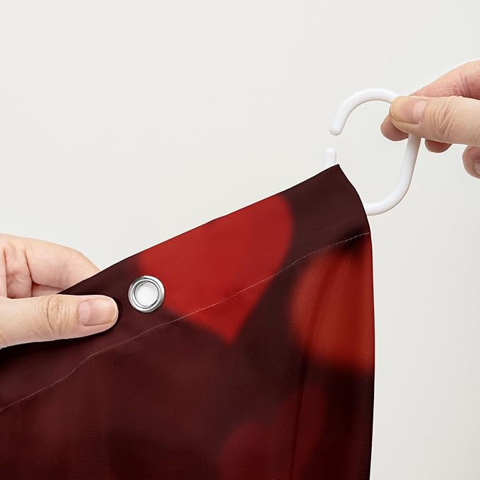 AILONEN Red Rose Shower Curtain for Bathroom, Romantic Flower Rose 3D Printed Valentine Wedding Bathroom Curtain,48" W*72" H Polyester Waterproof Bath Curtain with 12 Hooks