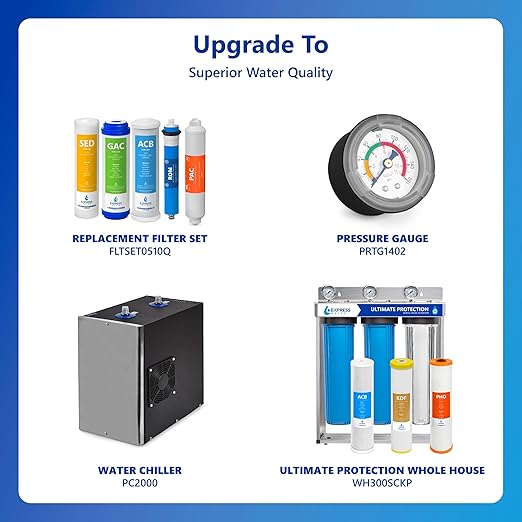 Express Water Reverse Osmosis Water Filtration System – 5 Stage RO Water Filter System with Faucet and Tank – Under Sink Water Filter – 100 GPD