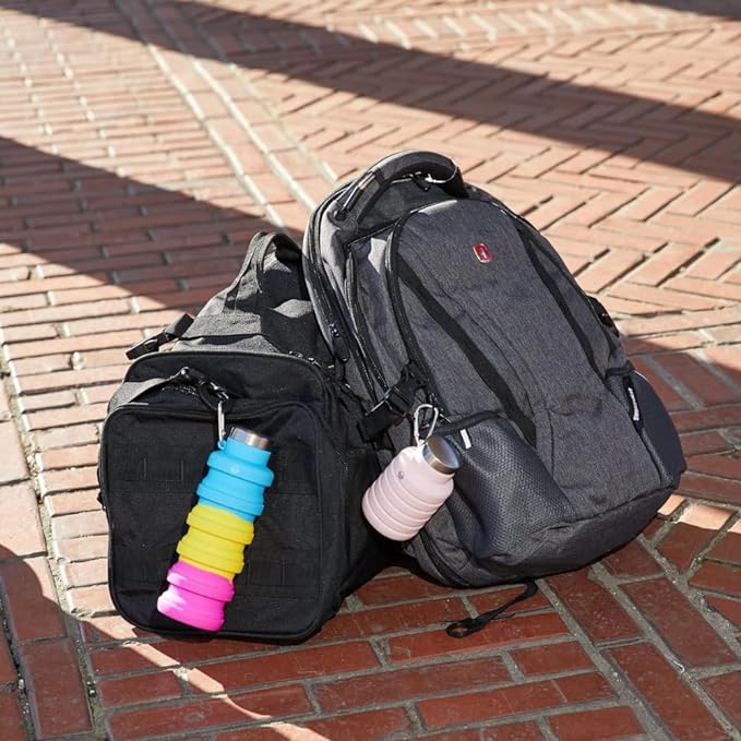 Mayim Collapsible Water Bottles Silicone Travel Tumbler with Clip for Backpack, Reusable Portable Sport Water Bottle for Gym, Camping, Hiking or Airport, 17 Oz Royal Blue