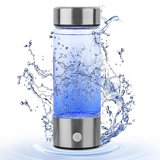 Hydrogen Water Bottle, Portable Hydrogen Water Bottle Generator, Rechargeable Hydrogen Water Ionizer Machine Quick Electrolysis Hydrogen Water Glass Health Cup for Office Travel Exercise Home, Silver