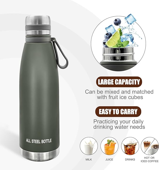 37oz Thermos for Hot and Cold Drinks, Coffee Thermos Water Bottle, Wide Mouth Thermal Cups- Leakproof Stainless Steel Insulated Thermos - Commute, Travel, and Picnic Friendly