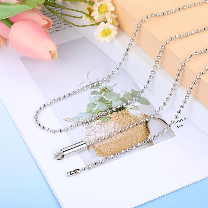 3 Pack Pull Chain String Extension Ceiling Fan Pull Chain Stainless Steel Switch Chain Extender wif Connector, for Ceiling Fan Light Fixture Light Bulb,1 Meter Length(Silver)