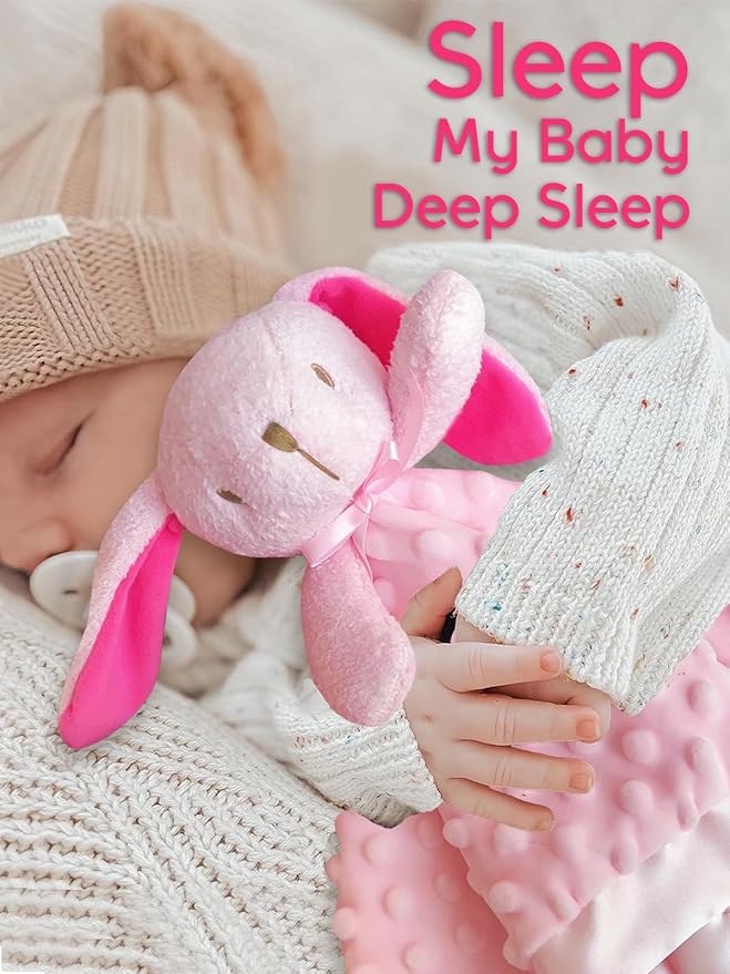 Pink Bunny Baby Security Blanket Loveys for Babies Girls, 16" Soft Baby Lovey Blanket, Baby Snuggle Stuffed Animals Blankie, Baby Girls Gifts for Infant and Toddler