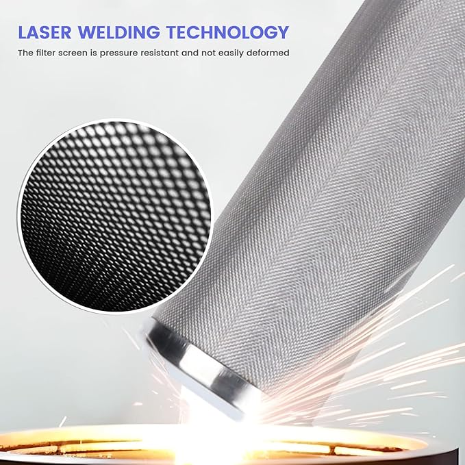 Amwater Stainless Steel Re-Cleanable Wire Mesh Filter Cartridge 20 "Length,2.5 "OD(200 Micron)