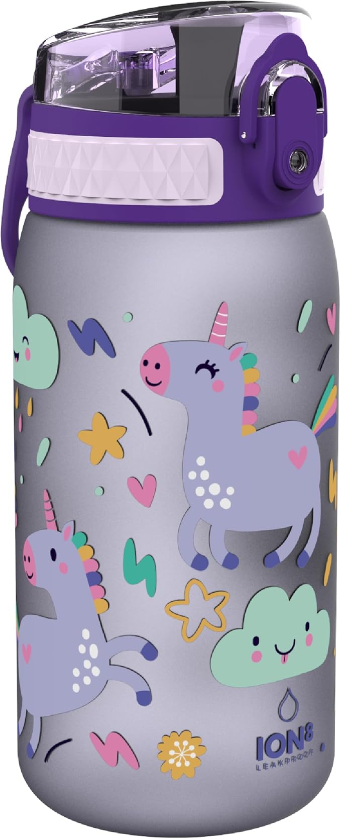 Ion8 Pod Leak Proof BPA Free Kids Water Bottle, 350ml (12 oz), Unicorns