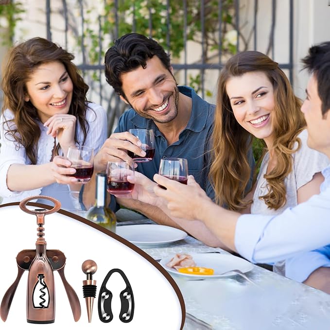 Wine Opener, Wing Corkscrew Wine Opener,Easy to Use, Sturdy Durable Manual Corkscrew (Bronze)