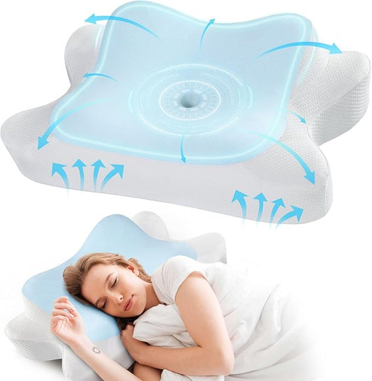 Cervical Neck Pillow, Side Sleeper Pillow for Neck Shoulder Pain Relief, Contour Memory Foam Cooling Pillow for Back Stomach Sleepers, Ergonomic Orthopedic Pillow