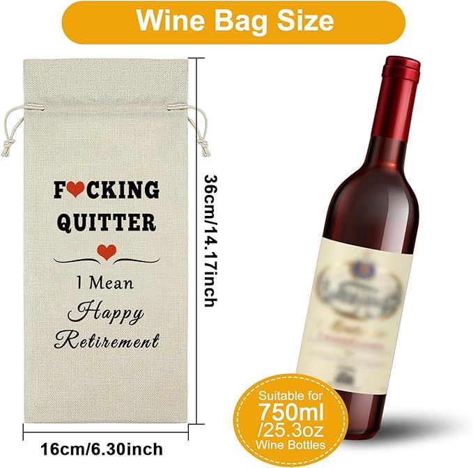 Sazuwu Funny Retirement Gifts for Coworker Wine Bag Leaving Job Gifts for Women Men Going Away Gifts for Friends Wine Bottle Decoration Bag Retired Gift Bag Wine Accessories Gifts for Wine Lovers